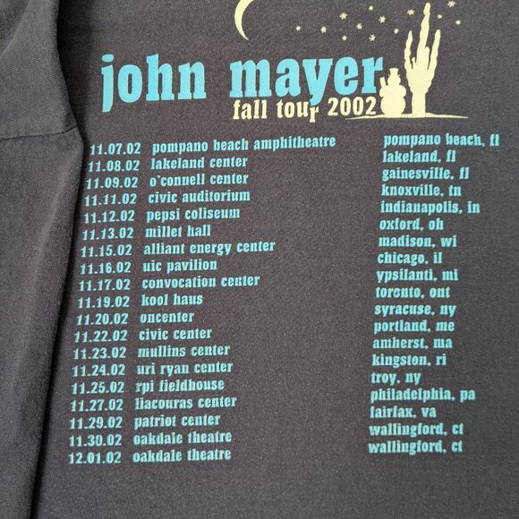 Rare Vintage 2002 John Mayer Fall Tour Long Sleeve Shirt Sz L - Picture 2 of 2